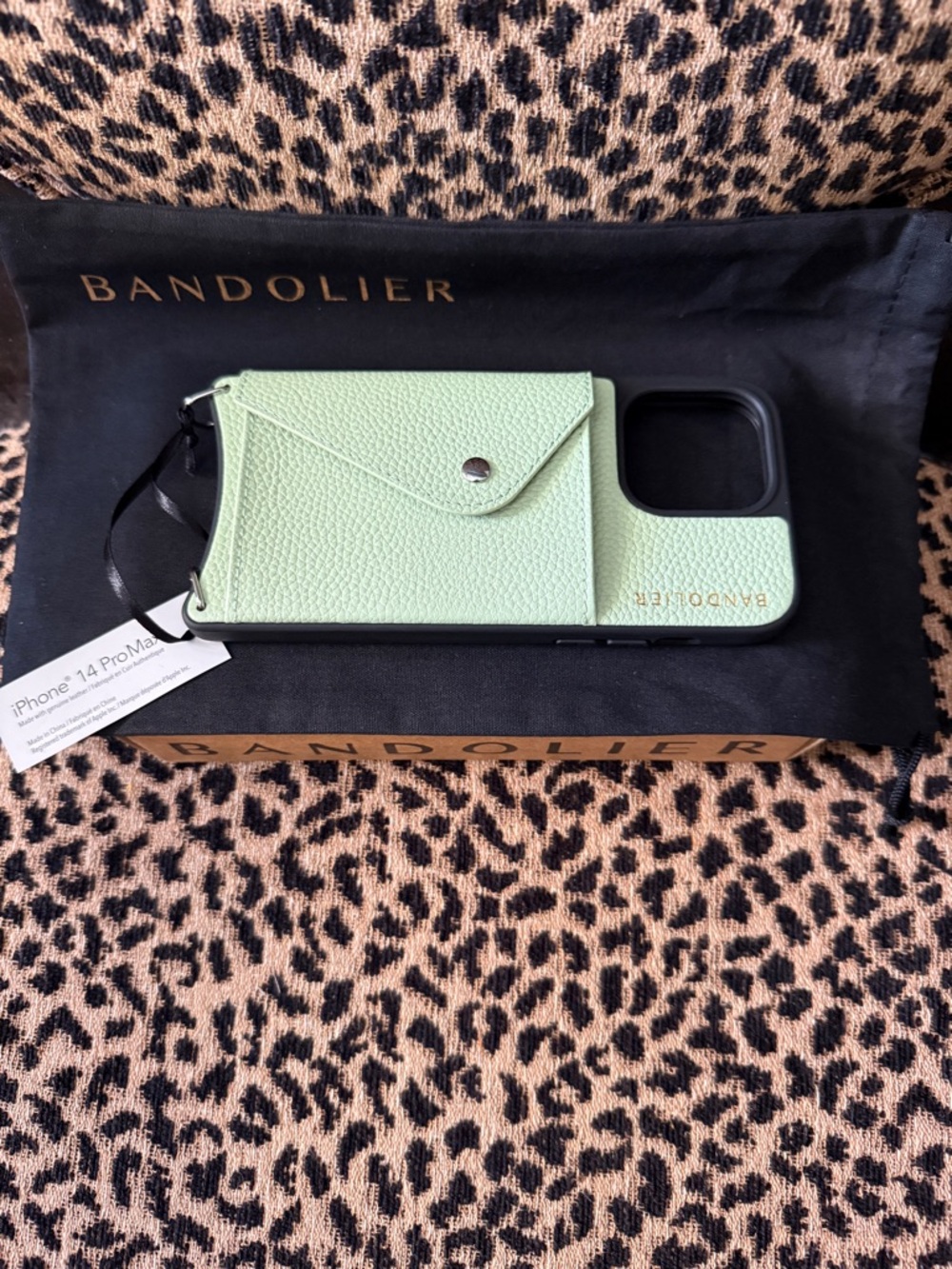 Bandolier Mint Green Leather Wallet Case for iPhone 14 Pro Max